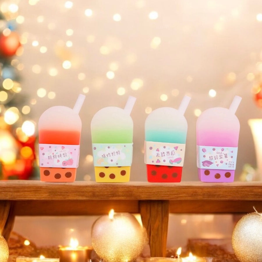 Kawaii Milk Tea & Watermelon Juice Erasers – Thai Tea, Milk Tea, Purple Milk Tea Erasers - Cute Boba Bubble Tea Erasers for Party Favors, School Supplies, Boba Lover Gifts, Birthday Goodie Bagsa Lover Gifts, Birthday Goodie Bags