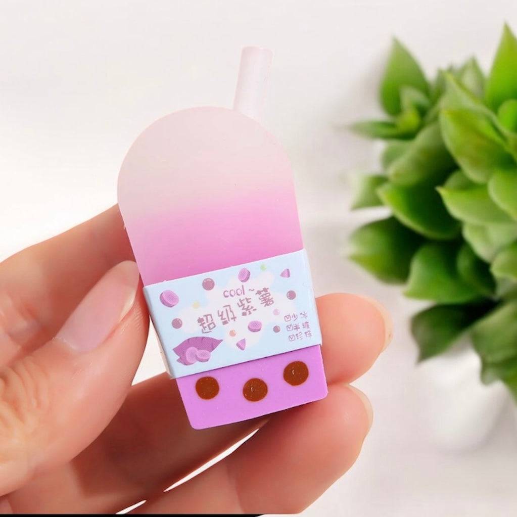 Kawaii Milk Tea & Watermelon Juice Erasers – Thai Tea, Milk Tea, Purple Milk Tea Erasers - Cute Boba Bubble Tea Erasers for Party Favors, School Supplies, Boba Lover Gifts, Birthday Goodie Bagsa Lover Gifts, Birthday Goodie Bags