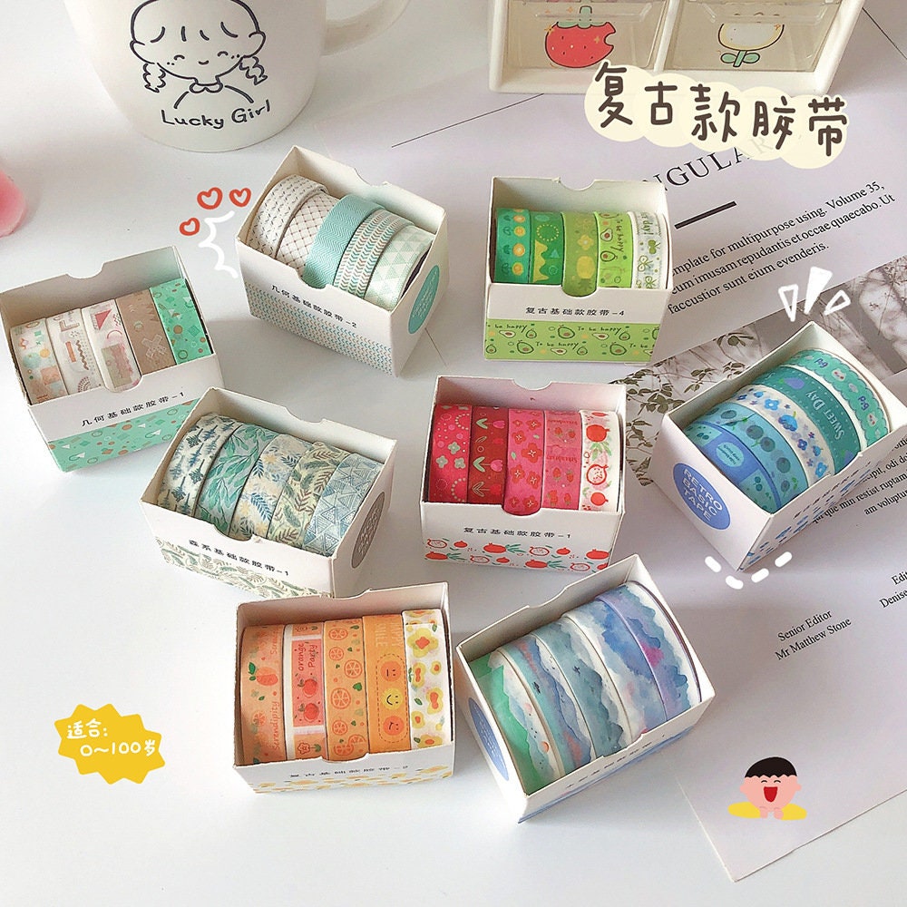 5/10/20/30 Cute Pattern washi tape grab bag | Random Unrepeated Decoration Washi Tape | Bullet Journal | Cat Food Floral Animal Tape