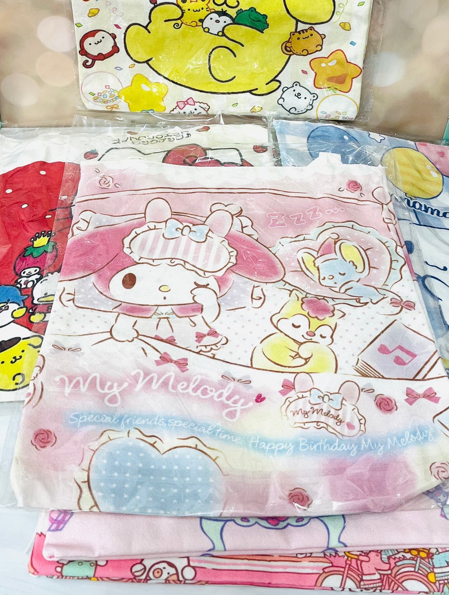 Sanrio Family Canvas Tote - Limited Editions - Kuromi, Cinnamoroll, Hello Kitty, My Melody, Pompompurin - Kawaii Gift for Sanrio Fans