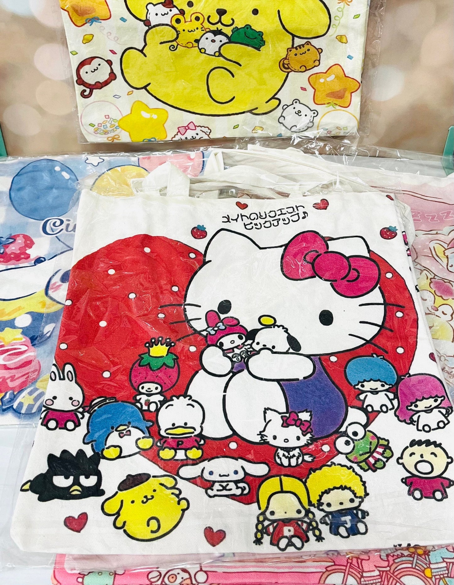 Sanrio Family Canvas Tote - Limited Editions - Kuromi, Cinnamoroll, Hello Kitty, My Melody, Pompompurin - Kawaii Gift for Sanrio Fans
