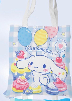 Sanrio Family Canvas Tote - Limited Editions - Kuromi, Cinnamoroll, Hello Kitty, My Melody, Pompompurin - Kawaii Gift for Sanrio Fans
