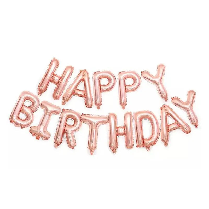 Pink Gold Agate Balloon Garland Kit with Rose Gold Happy Birthday Balloons - 83 Piece Party Decoration Bundle