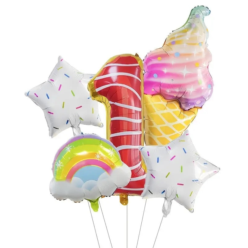 Sweet Donut & Ice Cream Birthday Balloon Garland DIY Kit – 140 pcs – Pink & White Balloon Garland for Girl's Birthday, Sweet One Party