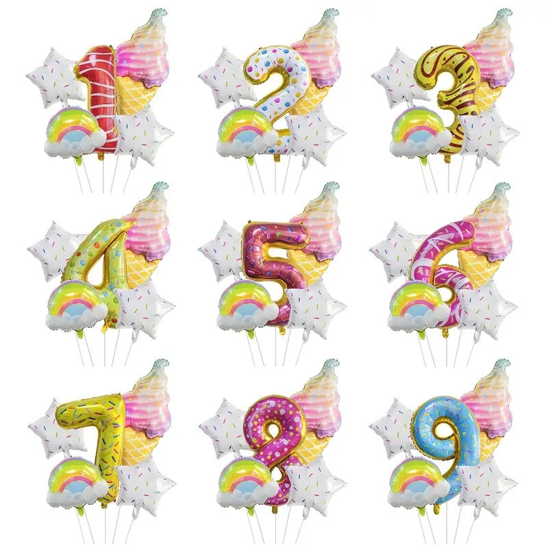 Sweet Donut & Ice Cream Birthday Balloon Garland DIY Kit – 140 pcs – Pink & White Balloon Garland for Girl's Birthday, Sweet One Party