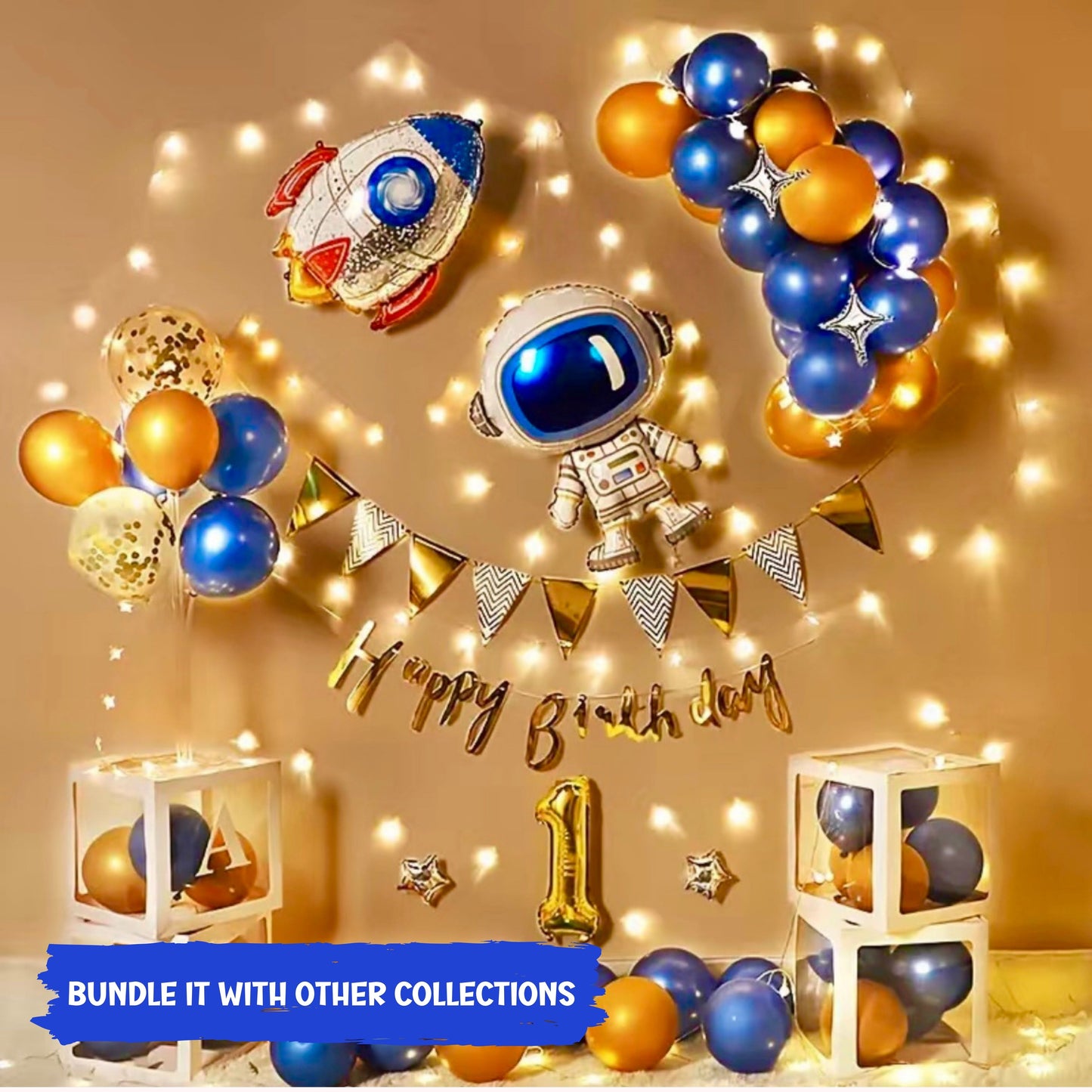 Astronaut, Rocket, UFO Balloons Set - 3 Pieces - 29'' to 33'' Tall Foil Balloons - Helium Supported - Party Decorations