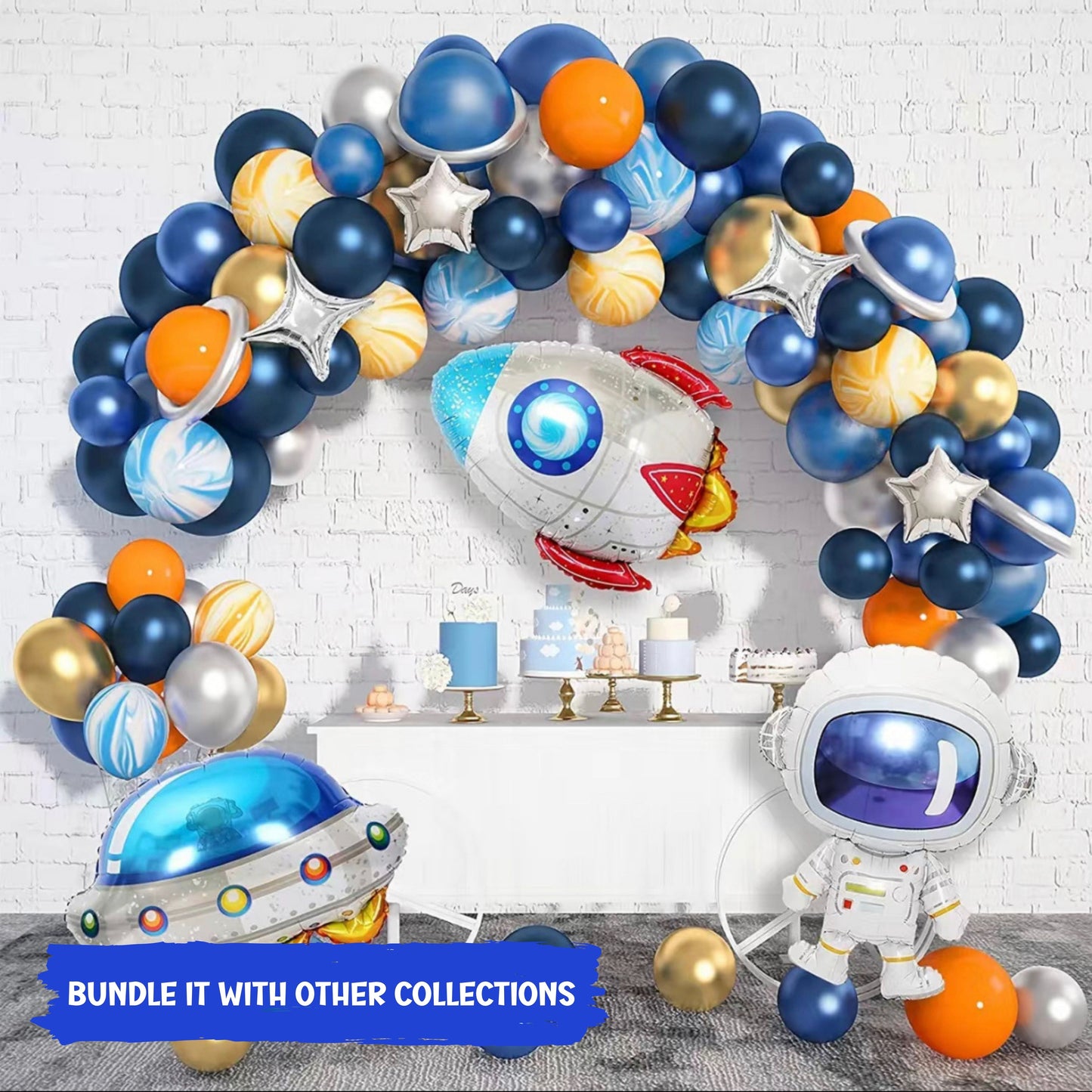 Astronaut, Rocket, UFO Balloons Set - 3 Pieces - 29'' to 33'' Tall Foil Balloons - Helium Supported - Party Decorations