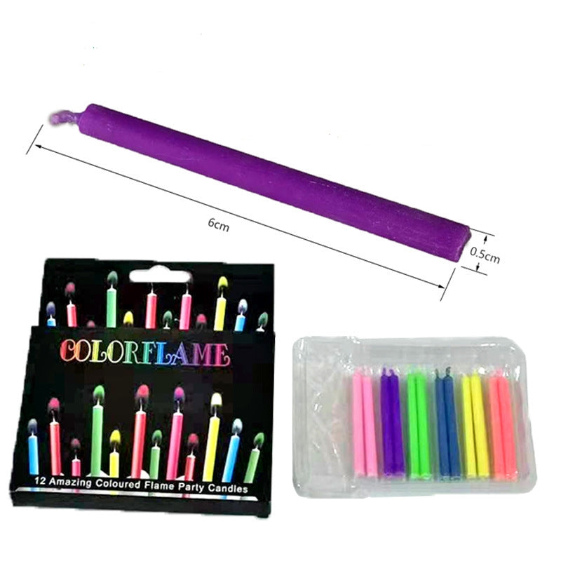 Colorful Flame Happy Birthday Candles Set – 12 pcs – 2.3" Tall – Perfect Cake Toppers for All Party Themes – Dino, Space, Unicorns & More – Kids, Adults Birthday, Anniversary Party & Events