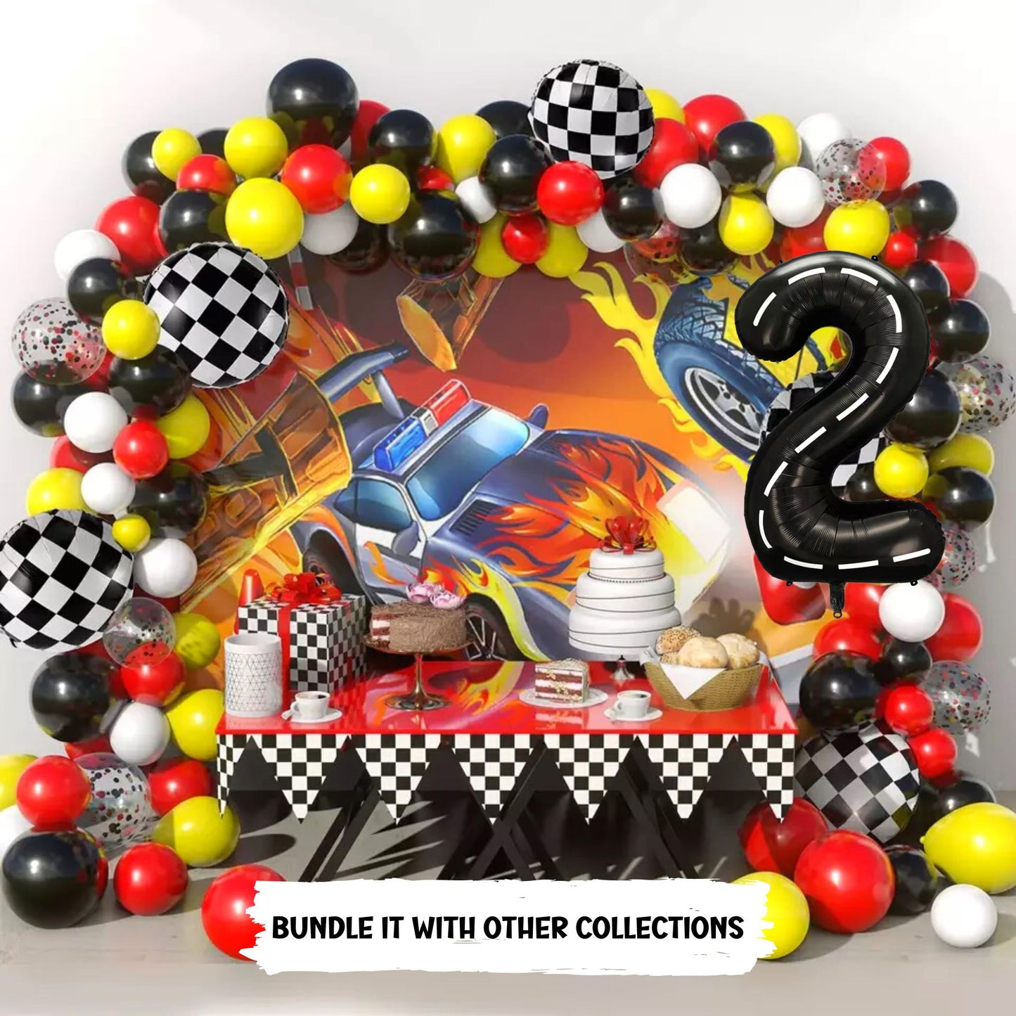 Checkerboard Balloons Set - JUMBO Size 18'' - Perfect for Car Race Birthday Theme - Helium Supported - Best Seller