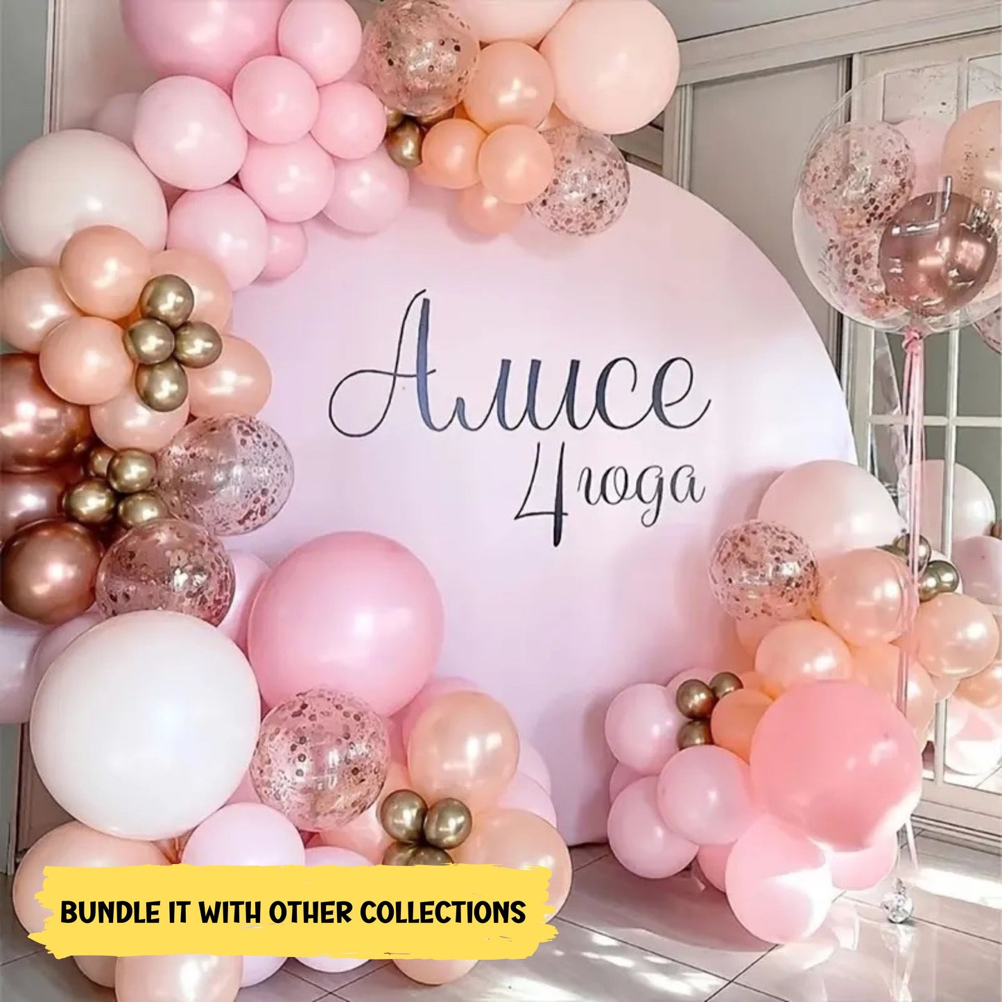 Pink Gold Balloon Garland Kit – 83 pcs – Rose Gold Confetti Latex Balloons – Helium Supported