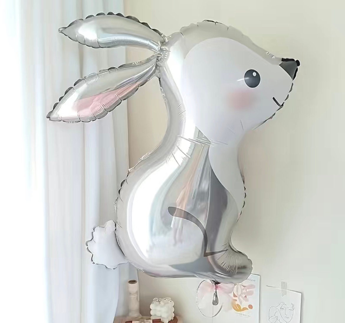 Rabbit Balloon - Easter Bunny Balloons - 17" 4D Rabbit Balloon - Animal Themed Birthday Decoration - First Birthday - Wonderland Theme