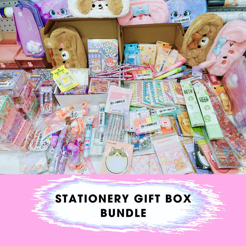 Stationery gift box styled for a back to school party