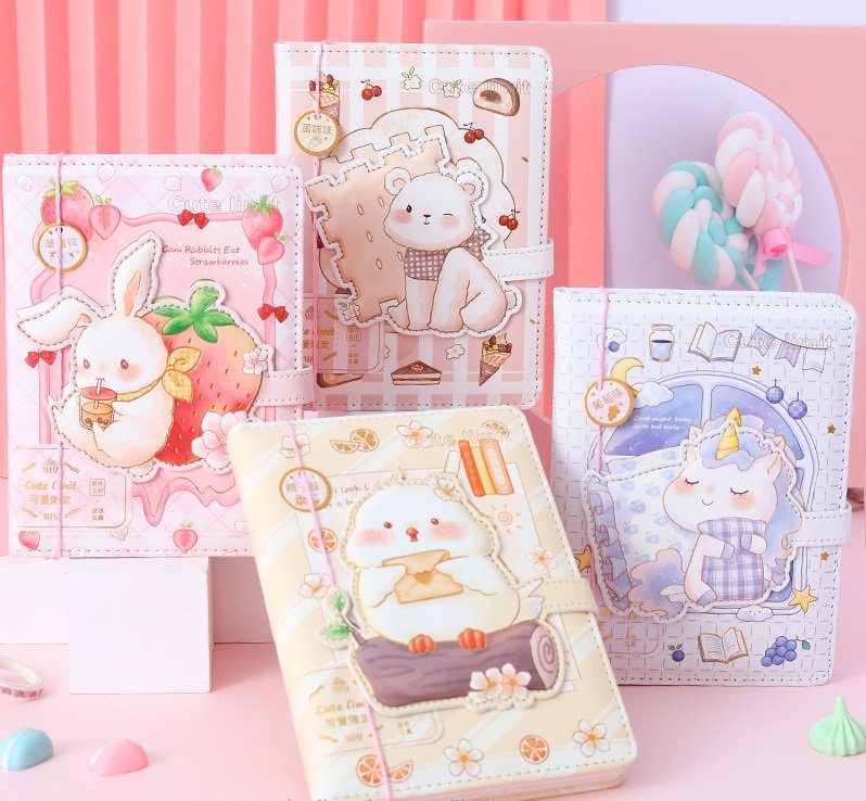 Kawaii Ecofriendly Diary Notebook | 6''x4'' 112 Sheets | Cute Bunny Notebook | Kid School Office Notebook | Anime Lover Birthday Gift
