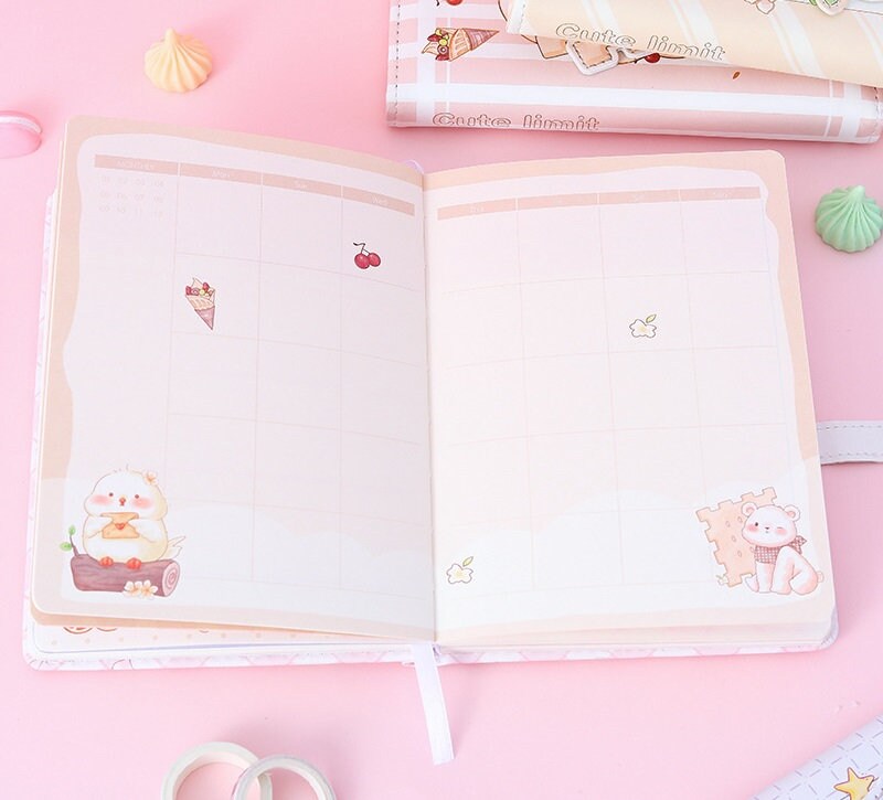 Kawaii Ecofriendly Diary Notebook | 6''x4'' 112 Sheets | Cute Bunny Notebook | Kid School Office Notebook | Anime Lover Birthday Gift