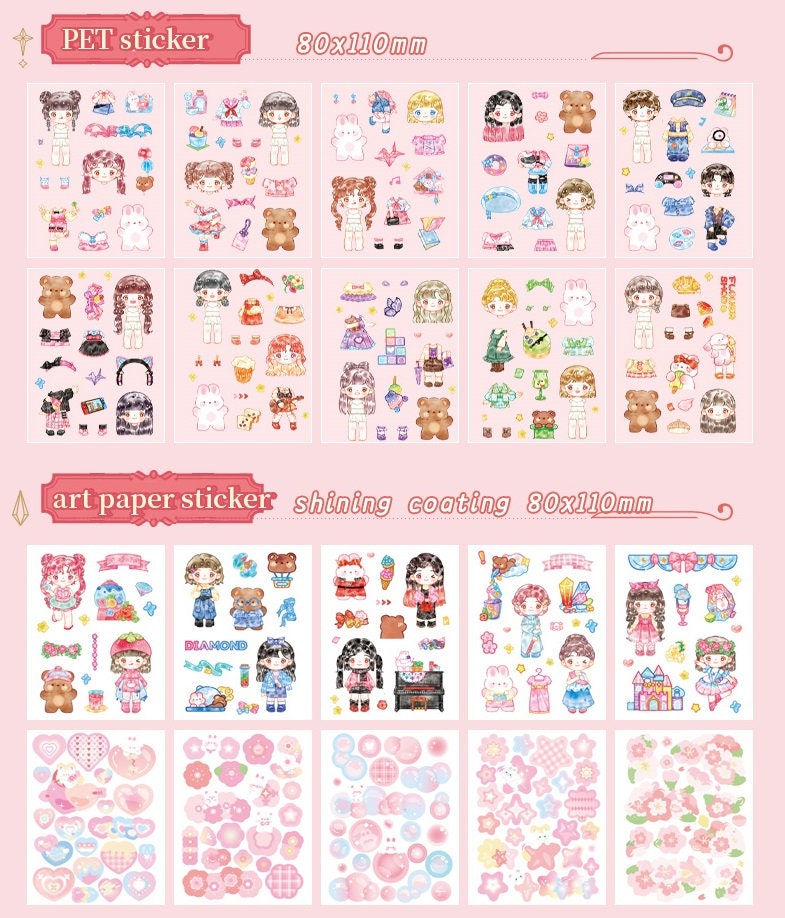 Kawaii Washi Tape 100+ Stickers Set 10x14 | Washi Tape Stickers Memo | Stationary Gift Set | Scrapbooking Notebook Memo | Birthday Gift Idea