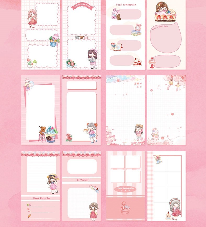 Cute Sticker and Notebook Stickers Set 9.5"x14" Deluxe Set | Stickers Gift Set | Happy Witch and Tulip | Scrapbooking Set | Birthday Gift