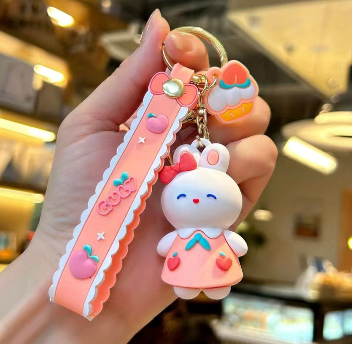 Kawaii Frappucino Keychain | Kawaii Pink Bunny Keychain | Cafe Latte Frappucino Key Ring | Donut Keychain | Pink Teddy Bear Keychain