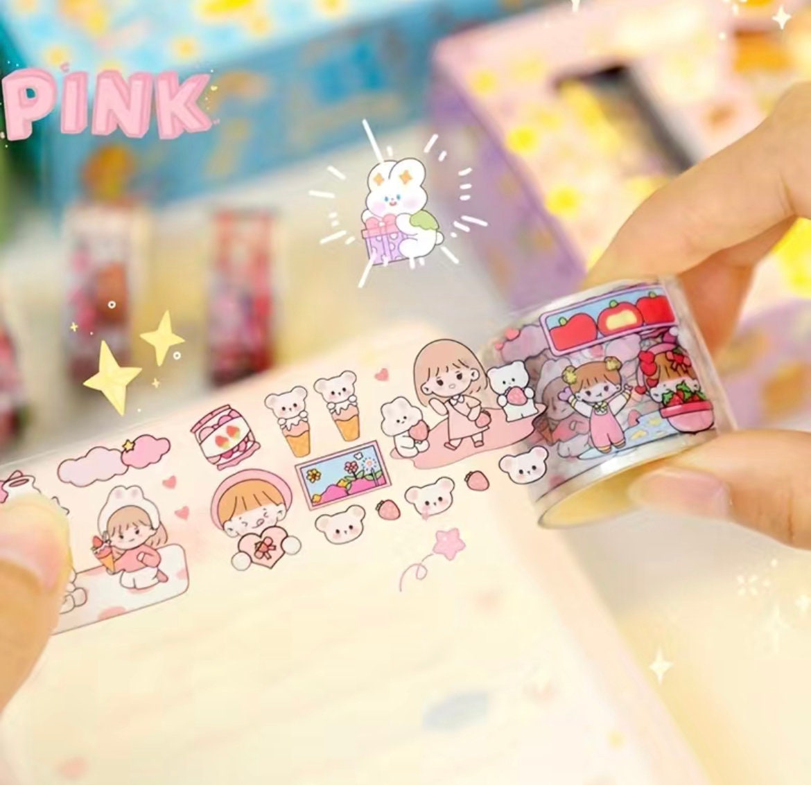 DIY Stickers and Washi Tapes Set | Stickers Gift Set | Stationary Gift Set | School Supplies | Stickers Set | Birthday Gift | Kawaii Sticker