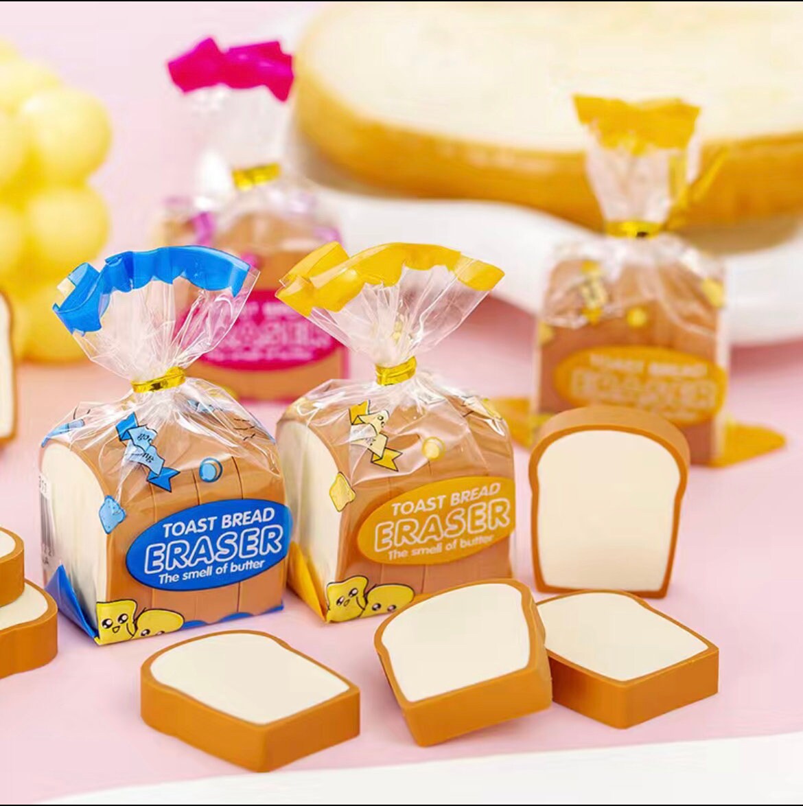 Cute Bread Loaf Erasers | Set of 4 Mini Erasers | Kawaii Bread Erasers | Fun Eraser | School Supplies | Birthday Gift | Food Lover Gift