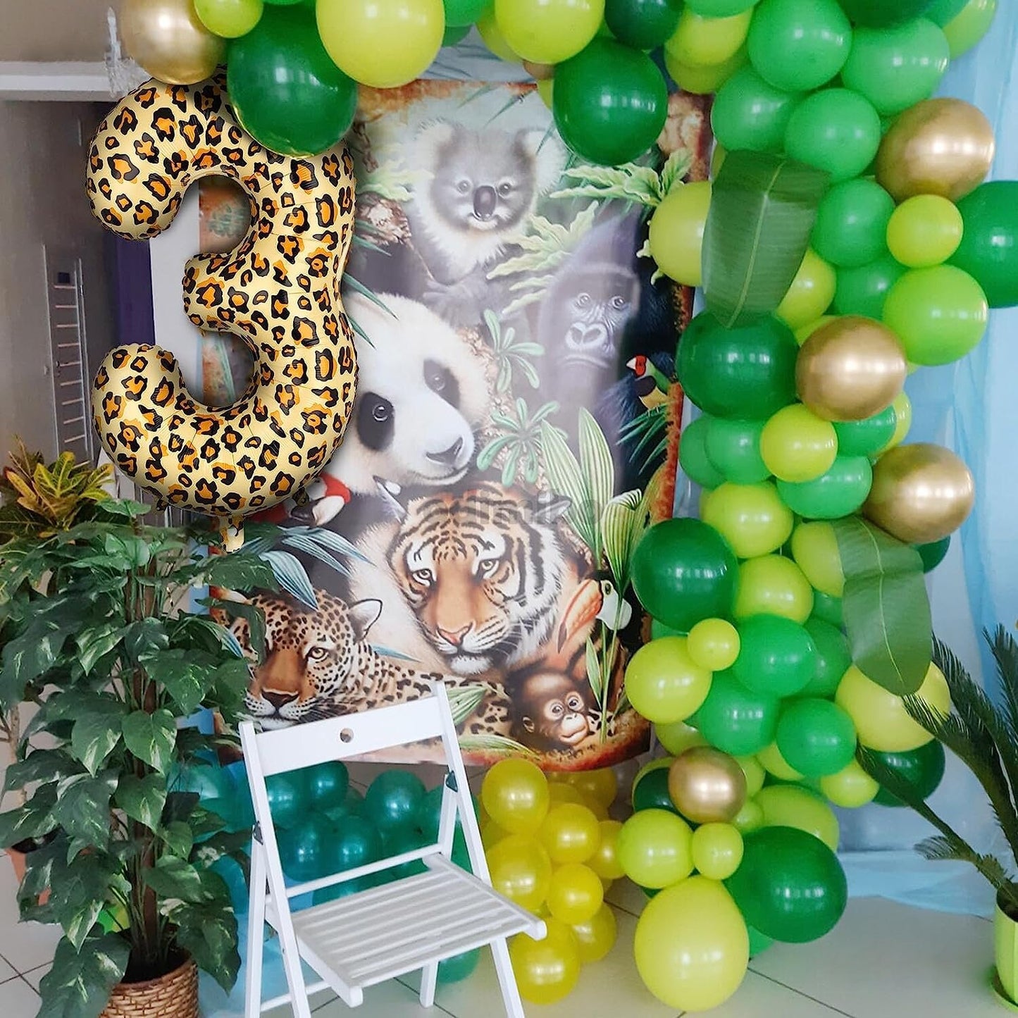Animal Print Number Foil Balloons - 32'' Tall Balloon – Wild One, Wild Two Jungle Birthday Theme – Jumbo 32" Leopard Jaguar Balloons – Safari Party Decor – Best Seller