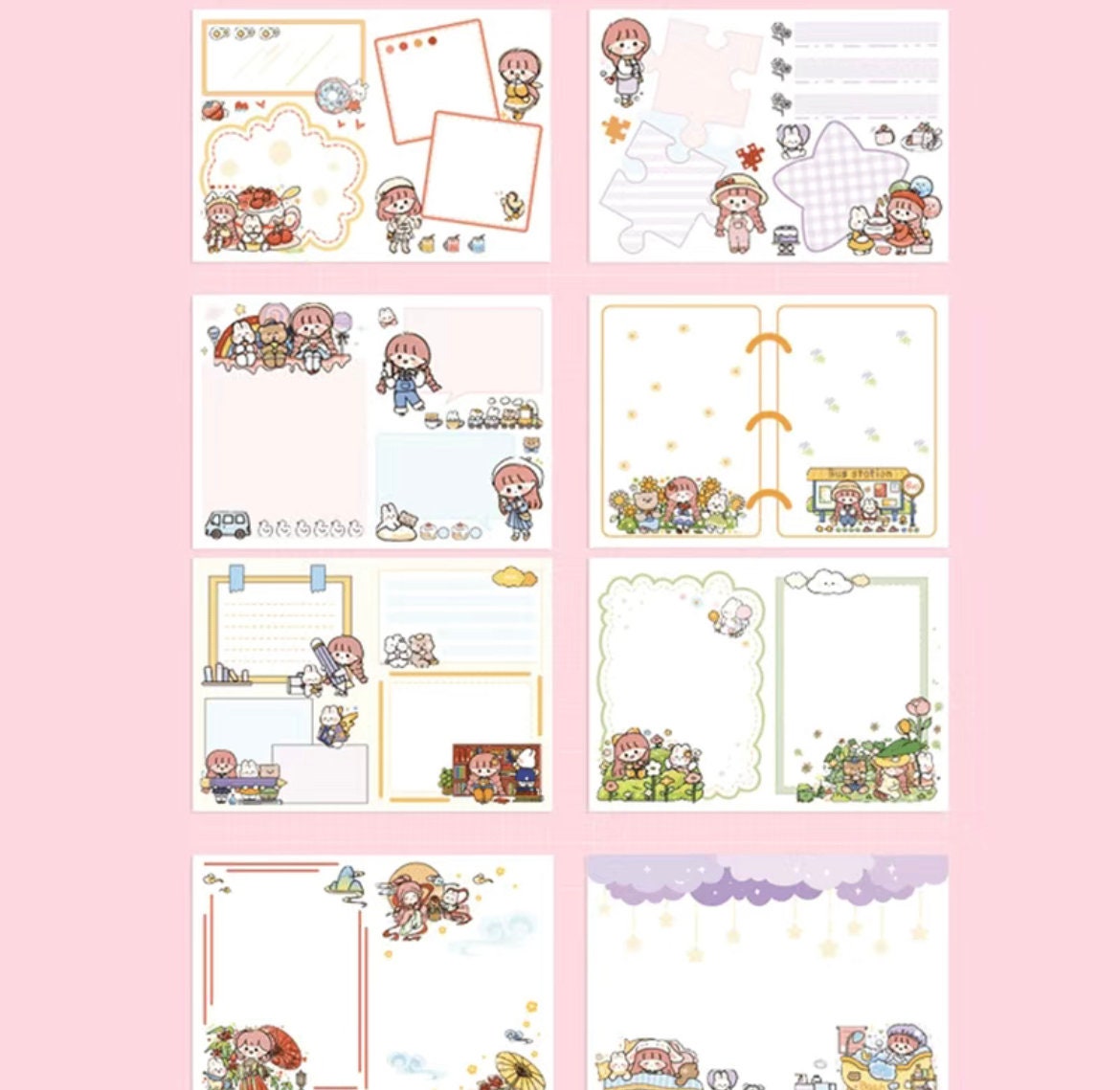 Pink and Purple Bunny Diary Notebook | 5"x7" 80 pages | Cute Notebook | Cherry Blossom Notebook | Kid NotebookAnime Lover Birthday Gift