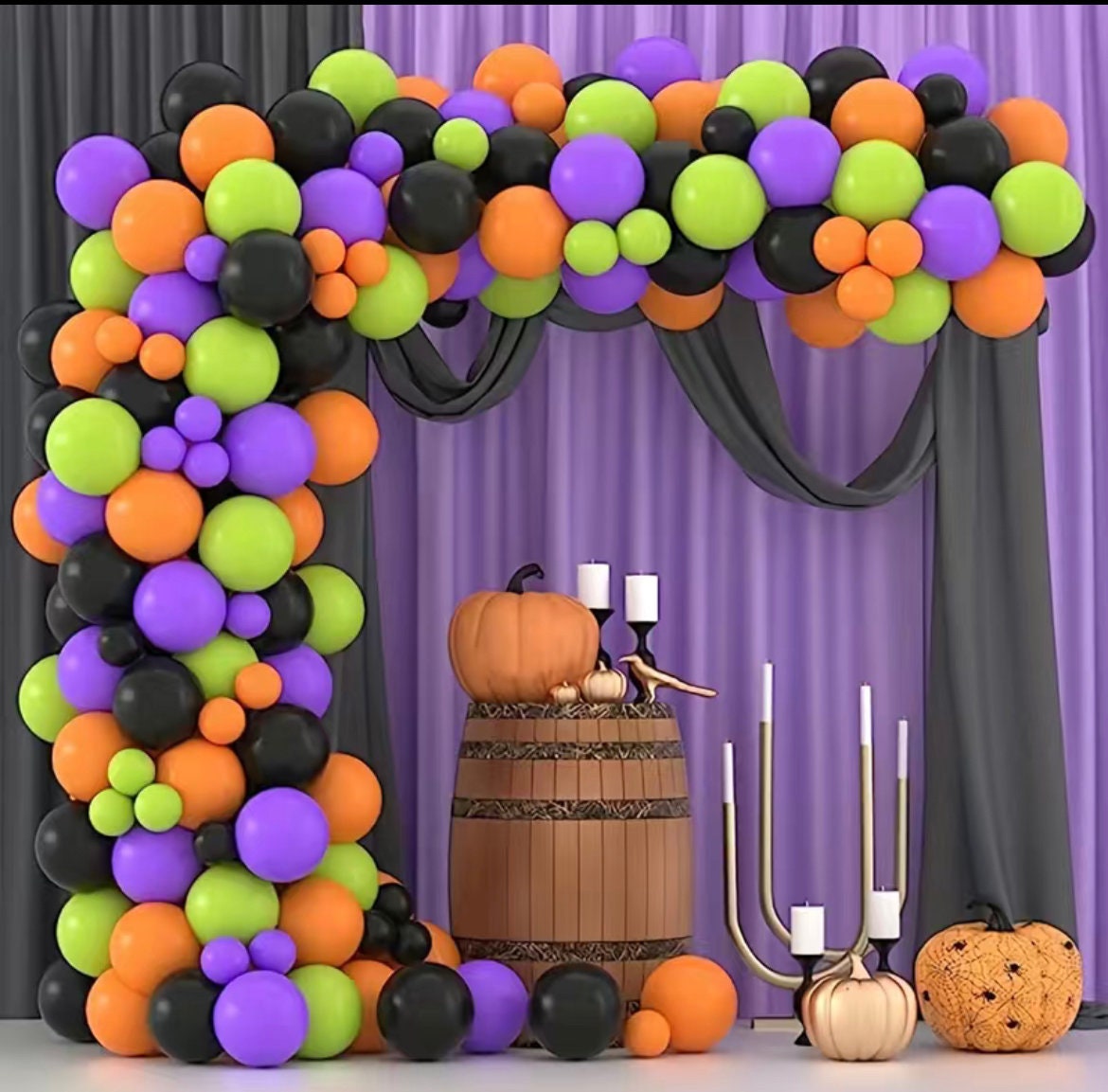 Hallloween DIY Balloon Garland Kit Vol.1 - Purple, Red, Green, Black, Silver, Orange Balloon Garland Kits