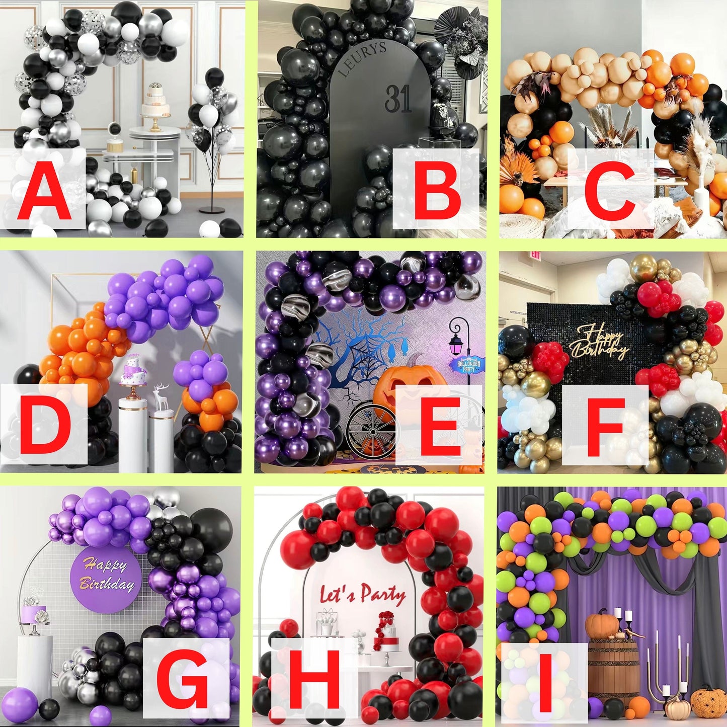 Hallloween DIY Balloon Garland Kit Vol.1 - Purple, Red, Green, Black, Silver, Orange Balloon Garland Kits