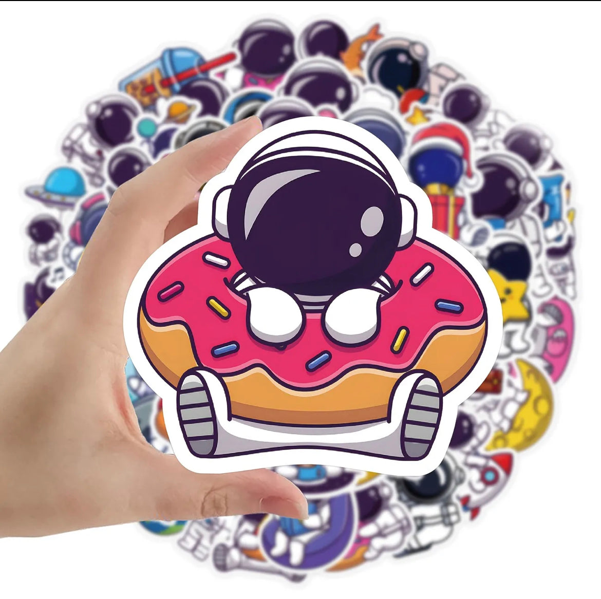 Space, Astronauts, UFO, Rockets Stickers Pack – 50 pcs – Food Lovers Style – Gifts & Birthday Favors – Space Theme Vinyl Stickers For Notebooks, Hydro Flasks, Helmets, Laptops, Skateboards