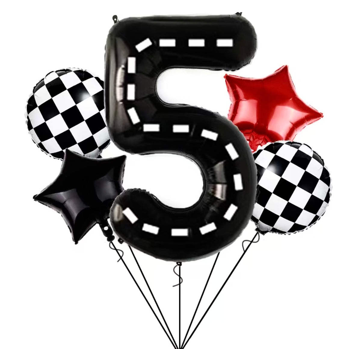 Car Racing Birthday Theme Number Balloons Set of 5 pcs - 40'' Jumbo Balloons - Helium Supported - Best Seller
