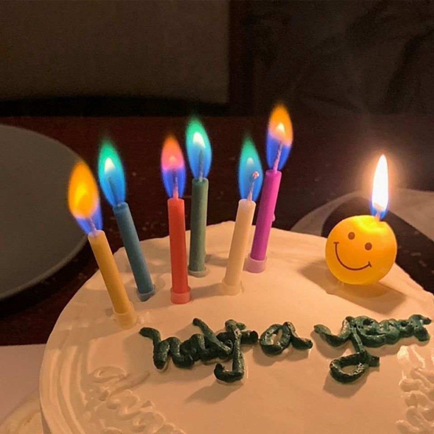 Colorful Flame Happy Birthday Candles Set – 12 pcs – 2.3" Tall – Perfect Cake Toppers for All Party Themes – Dino, Space, Unicorns & More – Kids, Adults Birthday, Anniversary Party & Events