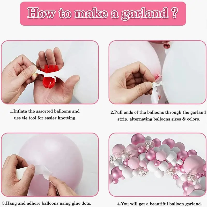 Sweet Donut & Ice Cream Birthday Balloon Garland DIY Kit – 140 pcs – Pink & White Balloon Garland for Girl's Birthday, Sweet One Party