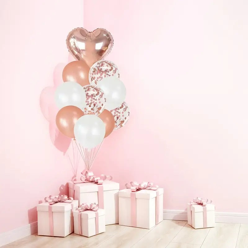 Rose Golden Heart Love Latex Balloons Set - 20, 40, or 80 Balloons - Birthday, Wedding, Valentine's Day, Anniversary Decorations
