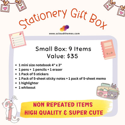 a stationery gift box with a price tag