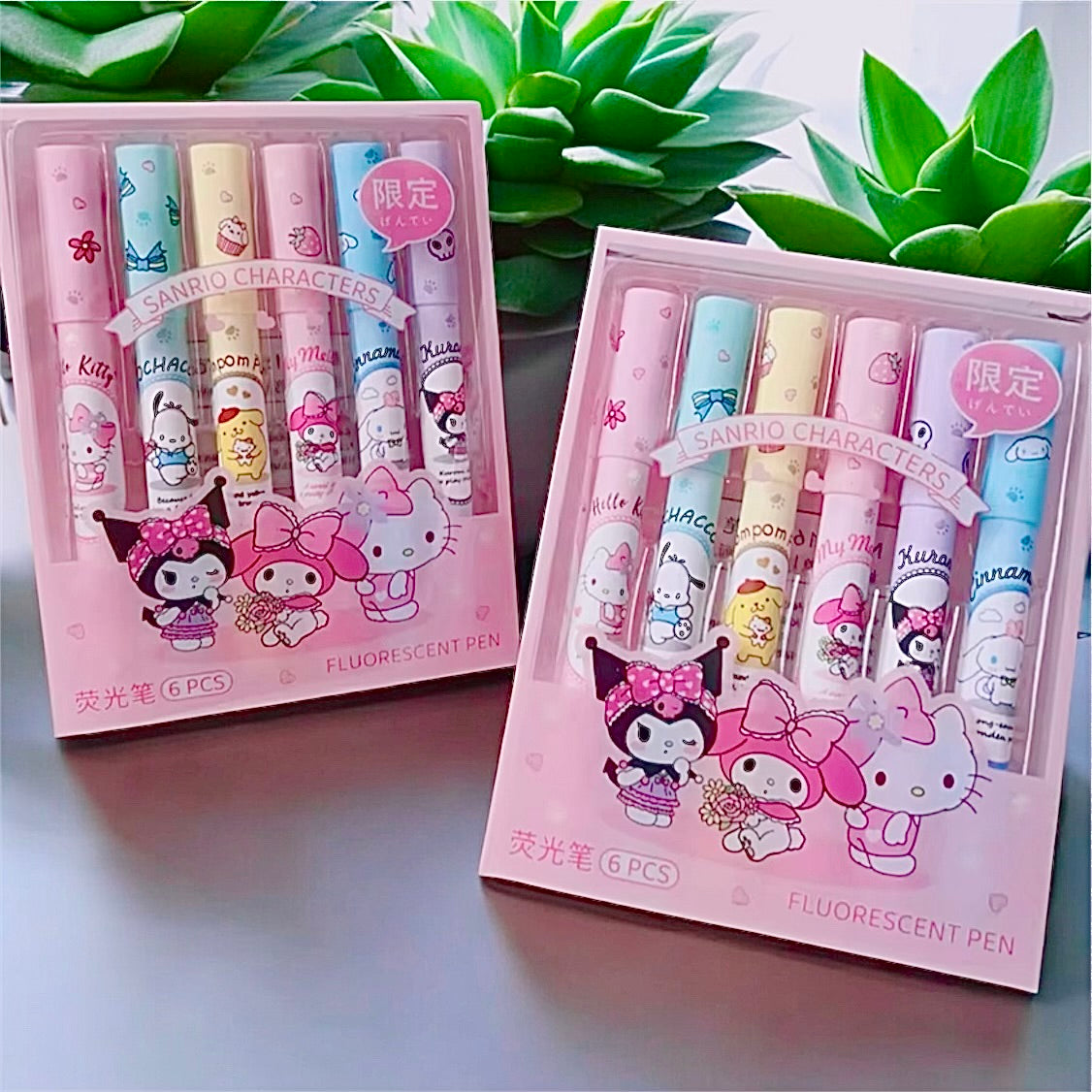 Sanrio Highlighter Set - Kuromi, Cinnamoroll, Hello Kitty, My Melody, Pompompurin - Pack of 6 Highlighters - Birthday Gift