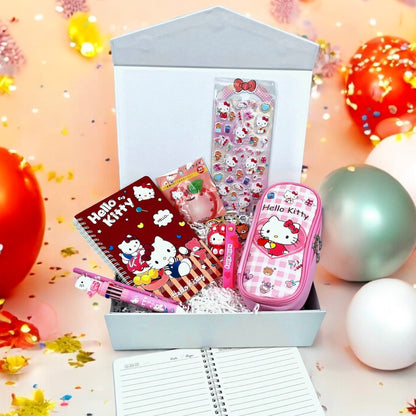 Hello Kitty Personalized Name Stationery Gift Box | Hello Kitty Stickers | Sanrio Birthday Gift, Thank you Gift for her, classmates, kids