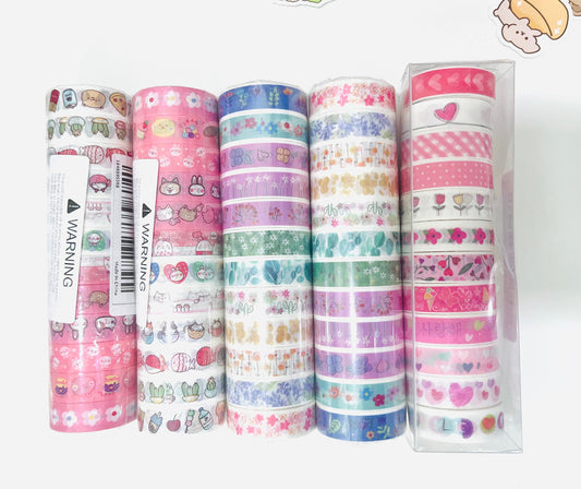 5/10/20/30 Cute Pattern washi tape grab bag | Random Unrepeated Decoration Washi Tape | Bullet Journal | Cat Food Floral Animal Tape