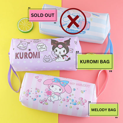 Kuromi Pencil Bag | Sanrio, Unicorn, My Melody, Cats, Boba, Bear Pencil Holder with zipper | Stationary Birthday Gift for Kid | Gift for her