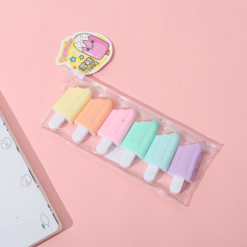 Ice-cream 6 highlighters set | Cute ice-cream pens for school | Adorable highlighters | Chisel tip ice-cream highlighters | Birthday Gift