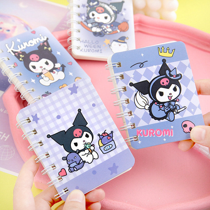 4 mini notebooks set - Kawaii Kuromi, My Melody, and Cinnamoroll Mini Spiral Notebook | 4''x3''| Cute Notebook | Kid School Office Notebook