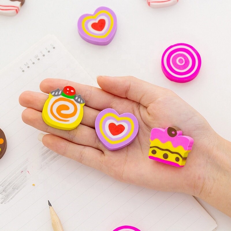 6 pcs cute cake erasers set | Kids Eraser | Teach Gift | Promotion Gift | Graduation Gift | Food Lovers Gift | Stationery Erasers