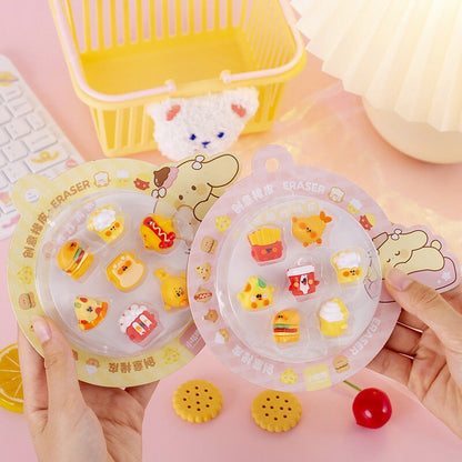 7 pcs cute fast food erasers set | Burger, hotdog, fries, pizza erasers | Promotion Gift | Graduation Gift | Stationery Erasers