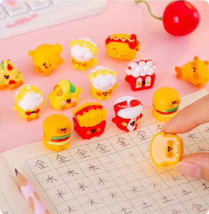 7 pcs cute fast food erasers set | Burger, hotdog, fries, pizza erasers | Promotion Gift | Graduation Gift | Stationery Erasers