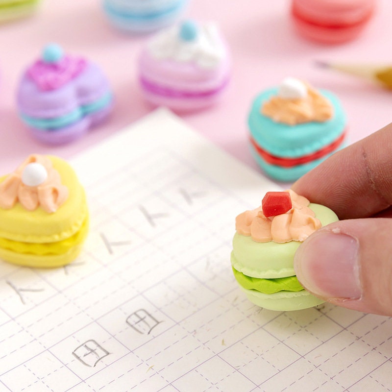 6 pcs macaron erasers set | Kids Eraser | Teacher Gift | Promotion Gift | Graduation Gift | Food Lovers Gift | Stationery Erasers