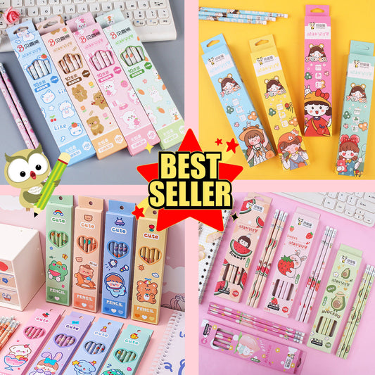 6 pcs Kawaii Pencil Packs | Animal, Princess, Fruits Pencils Set for kids and animal lovers | Birthday Gift for Teacher | Kawaii Pen Set |