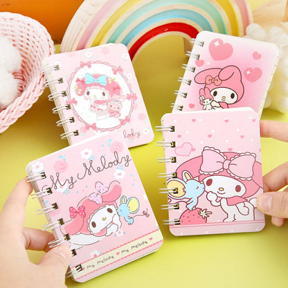 4 Mini Notebooks set - Kawaii Kuromi, My Melody, and Cinnamoroll Mini Spiral Notebook | 4''x3''| Cute Notebook | Kid School Office Notebook