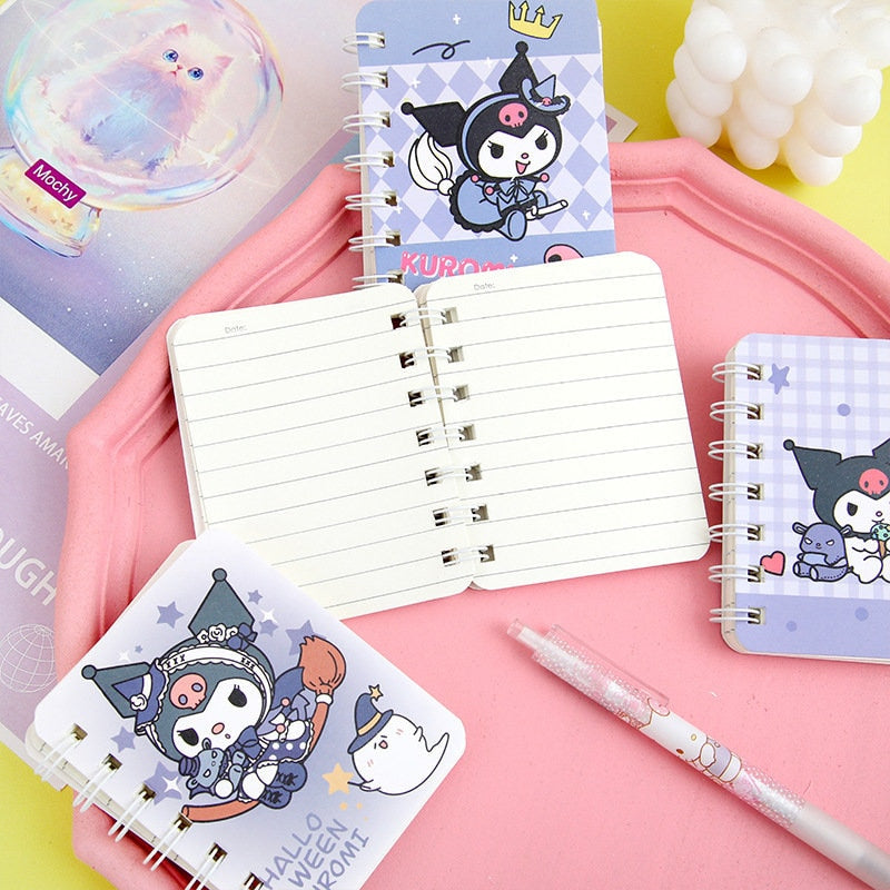 4 mini notebooks set - Kawaii Kuromi, My Melody, and Cinnamoroll Mini Spiral Notebook | 4''x3''| Cute Notebook | Kid School Office Notebook