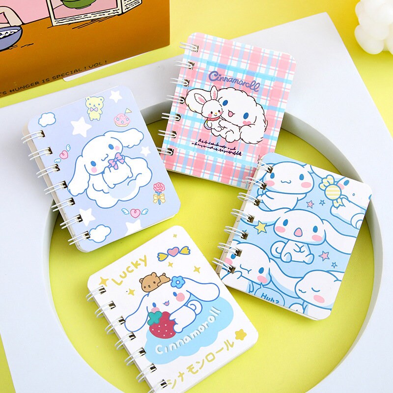 4 mini notebooks set - Kawaii Kuromi, My Melody, and Cinnamoroll Mini Spiral Notebook | 4''x3''| Cute Notebook | Kid School Office Notebook