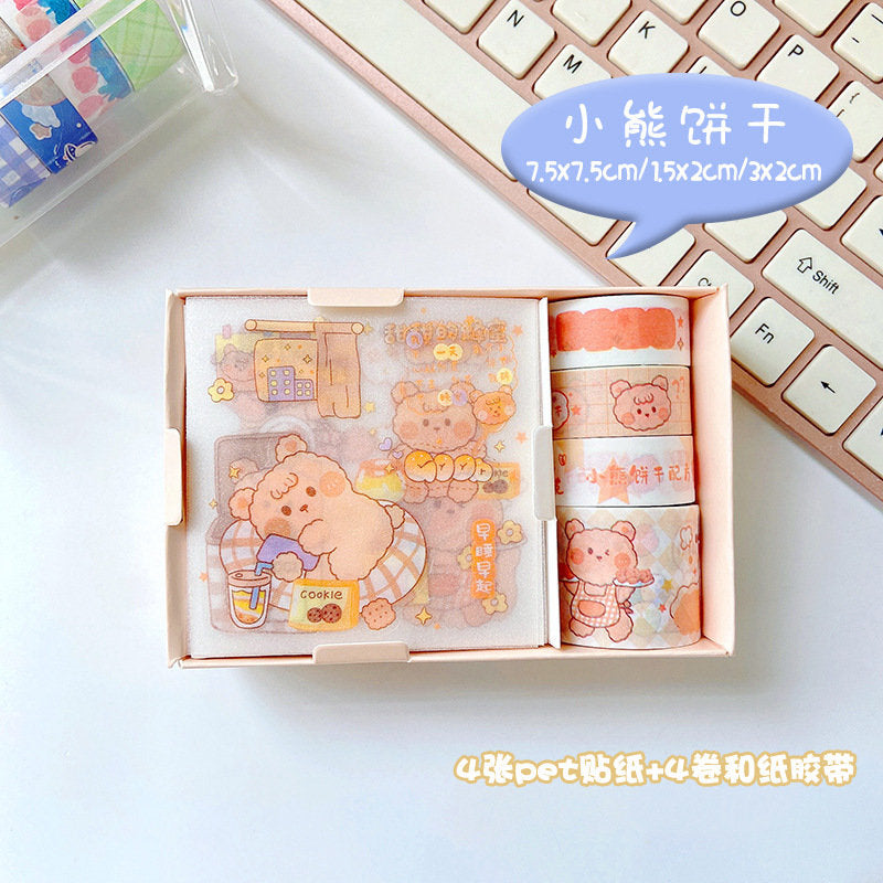 Stickers and Washi Tapes Set | Stickers Gift Set | Stationary Gift Set | Stickers Birthday Gift | Kawaii Anime Stickers Gift Box