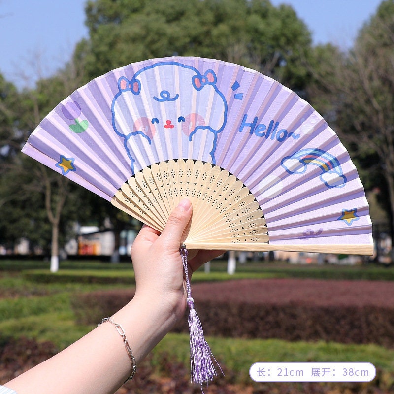 Kawaii Folding Hand Fan | Best sellers Bunny, Bear, Kitty, Animal Folder Hand Fans | Gift for her, kids | Birthday Stationery Gift