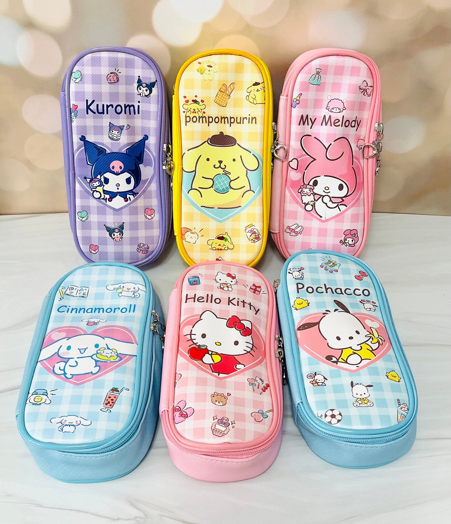 Sanrio Pencil Case - Kuromi, Cinnamoroll, Hello Kitty, My Melody, Pompompurin - Kawaii Pencil Holder - Stationary Pencil Pouch Birthday Gift